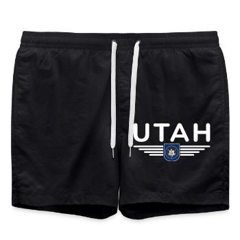 Utah Fan T-Shirt – Nature & Freedom - Swim Trunks - black - Front - AI Model Male 185 light (185cm)