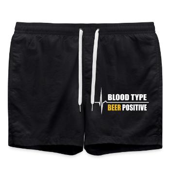 Groupe sanguin Bière positive - votre pouls augmente - Short de bain - noir - Devant - AI Model Male 185 light (185cm)