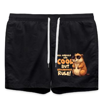 All Animals Are Cool But Groundhogs Rule! - Badeshorts - Schwarz - Vorne - AI Model Male 185 light (185cm)