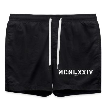 Römische Zahl Geburtsjahr Made in 1974 - Badeshorts - Schwarz - Vorne - AI Model Male 185 light (185cm)