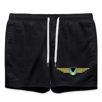 Bahamas fans: Tropical design - Swim Trunks - black - Front - AI Model Male 185 light (185cm)