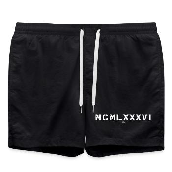 Römische Zahl Geburtsjahr Made in 1986 - Badeshorts - Schwarz - Vorne - AI Model Male 185 light (185cm)