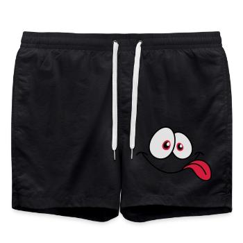 Visage comique souriant Langue froide qui dépasse - Short de bain - noir - Devant - AI Model Male 185 light (185cm)