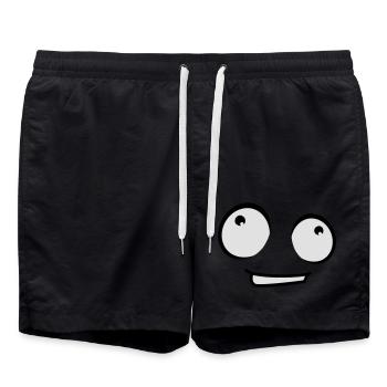 Kicherndes Comic Cartoon Gesicht Freches Lächeln - Badeshorts - Schwarz - Vorne - AI Model Male 185 light (185cm)