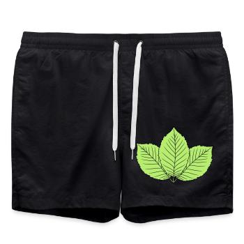 3 feuilles de hêtre feuille arbre forme de plante clipart d - Short de bain - noir - Devant - AI Model Male 185 light (185cm)