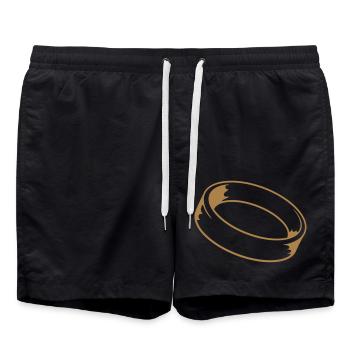 cool round circle marry ring wedding jewelry jun - Swim Trunks - black - Front - AI Model Male 185 light (185cm)