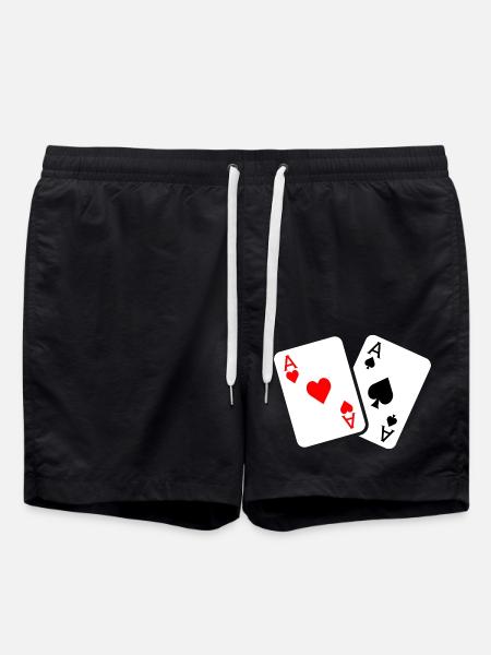 Kartenspiel mit zwei Assen - Badeshorts - Schwarz