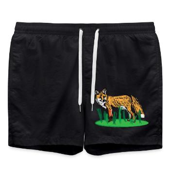 Rotfuchs / Red Fox Design I - Swim Trunks - black - Front - AI Model Male 185 light (185cm)
