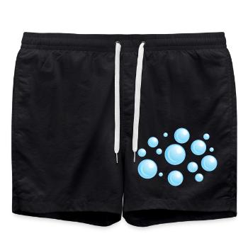 Air bubbles blue - Swim Trunks - black - Front - AI Model Male 185 light (185cm)