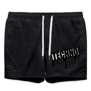 Techno Stamp Drops - Swim Trunks - black - Front - AI Model Male 185 light (185cm)