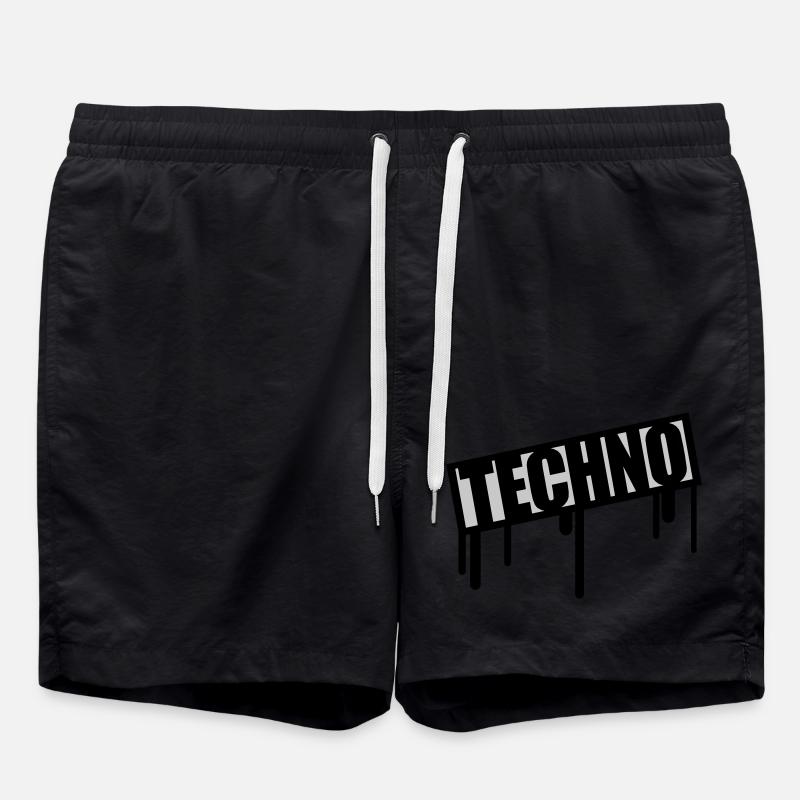 Techno Stamp Drops - Swim Trunks - black