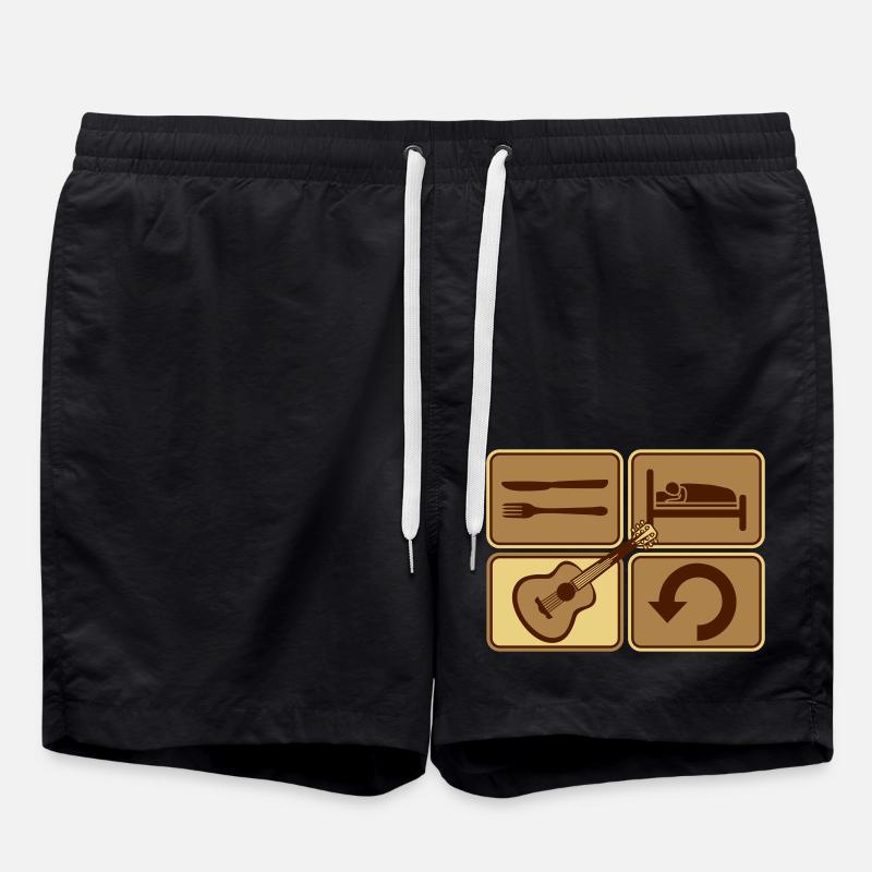 Repeat daily playing guitar - Swim Trunks - black