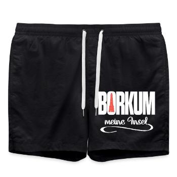 Borkum meine Insel - Badeshorts - Schwarz - Vorne - AI Model Male 185 light (185cm)