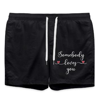Jemand liebt Dich - Badeshorts - Schwarz - Vorne - AI Model Male 185 light (185cm)