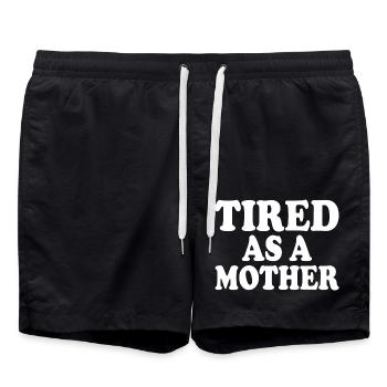 Tired as a mother - Badeshorts - Schwarz - Vorne - AI Model Male 185 light (185cm)