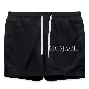 Roman Numeral Year of Birth Made in 1992 - Swim Trunks - black - Front - AI Model Male 185 light (185cm)
