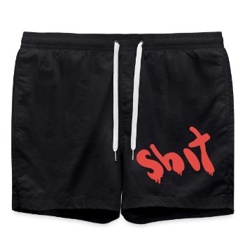 Texte de merde en rouge - Short de bain - noir - Devant - AI Model Male 185 light (185cm)