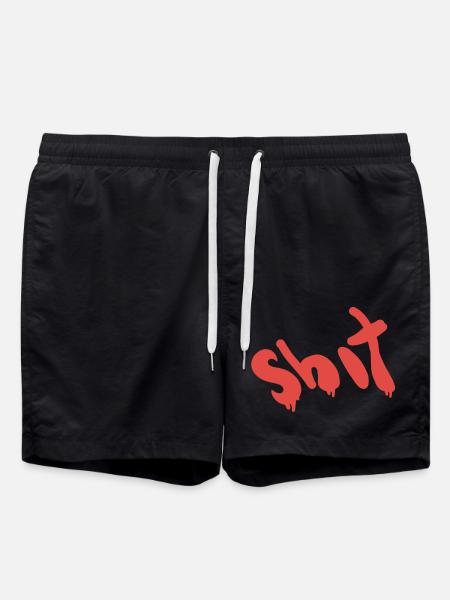 Shit text in red - Swim Trunks - black