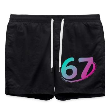 Number 67 multicolor - Swim Trunks - black - Front - AI Model Male 185 light (185cm)