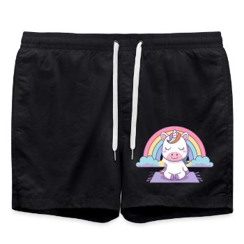 Yoga Einhorn - Badeshorts - Schwarz - Vorne - AI Model Male 185 light (185cm)