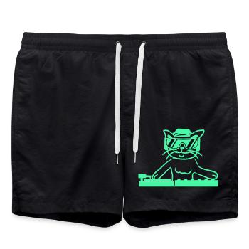 DJ Mixer Cat Kitten Pet - Swim Trunks - black - Front - AI Model Male 185 light (185cm)