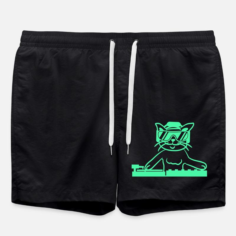 DJ Mixer Cat Kitten Pet - Swim Trunks - black