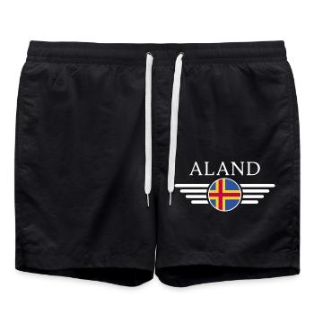 Ich liebe Åland, Eleganz Stil Design T-Shirt - Badeshorts - Schwarz - Vorne - AI Model Male 185 light (185cm)