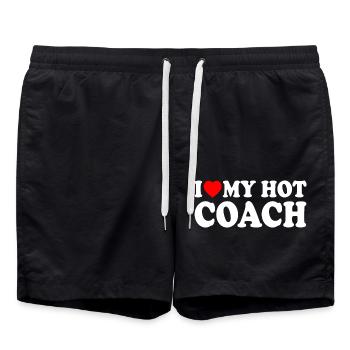 I love my hot coach - Swim Trunks - black - Front - AI Model Male 185 light (185cm)