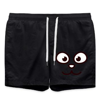Chat ayant l’air heureux, heureux, visage souriant - Short de bain - noir - Devant - AI Model Male 185 light (185cm)