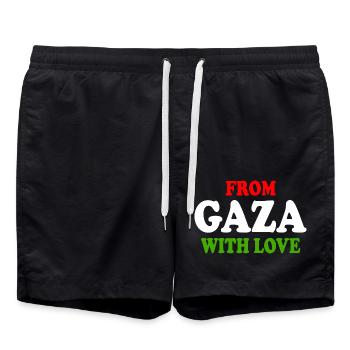 From gaza with love - Short de bain - noir - Devant - AI Model Male 185 light (185cm)