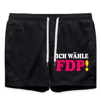 Fdp - ich wähle fdp - Badeshorts - Schwarz - Vorne - AI Model Male 185 light (185cm)