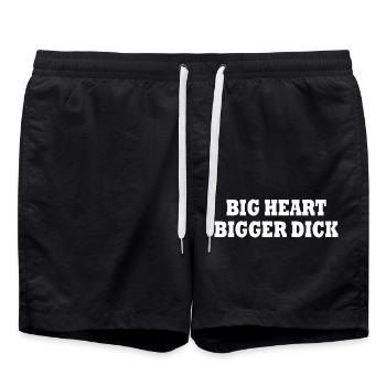 big heart bigger dick - Badeshorts - Schwarz - Vorne - AI Model Male 185 light (185cm)