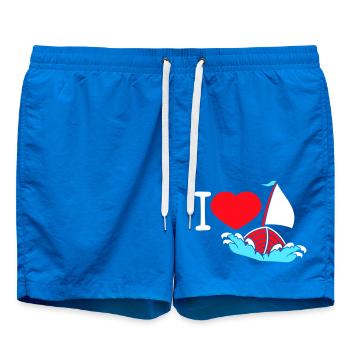 I Love Segeln Wellen Matrose Bootsfahrt Herz Liebe - Badeshorts - Cobalt blue - Vorne