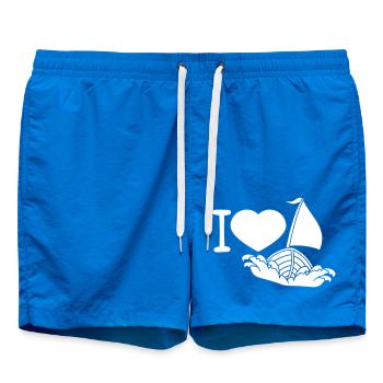I Love Segeln Wellen Matrose Bootsfahrt Herz Liebe - Badeshorts - Cobalt blue - Vorne
