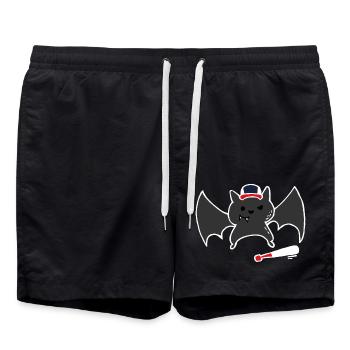 Lustige & Niedliche Baseball Bat / Fledermaus - Badeshorts - Schwarz - Vorne - AI Model Male 185 light (185cm)