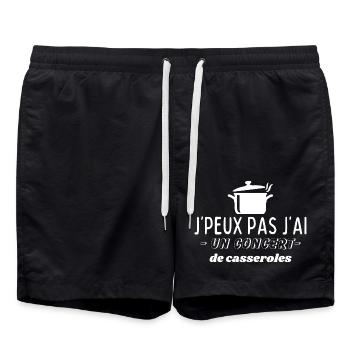 J'peux pas, j'ai un concert de casseroles - Short de bain - noir - Devant - AI Model Male 185 light (185cm)