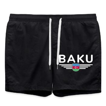 T-Shirt Bakou – Pour les fans de la capitale - Short de bain - noir - Devant - AI Model Male 185 light (185cm)