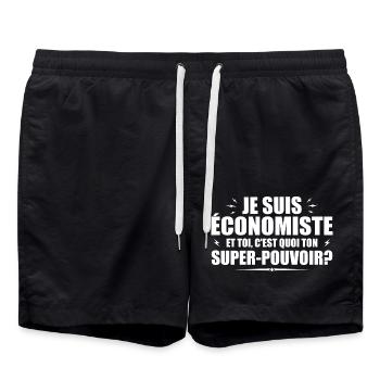I am an economist. What's your superpower? - Swim Trunks - black - Front - AI Model Male 185 light (185cm)