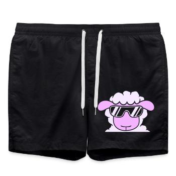 Schaf Sonnenbrille Party Cool DJ Kopf Gesicht Süß - Badeshorts - Schwarz - Vorne - AI Model Male 185 light (185cm)