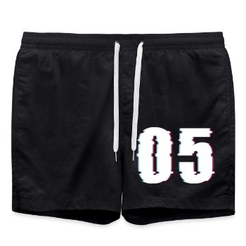 Fünf 5 Five 05 Zahl Effekt Verzerrt Nummer - Badeshorts - Schwarz - Vorne - AI Model Male 185 light (185cm)