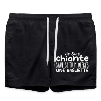 Femme qui adore : Baguette. Designs Drôles Humour - Short de bain - noir - Devant - AI Model Male 185 light (185cm)