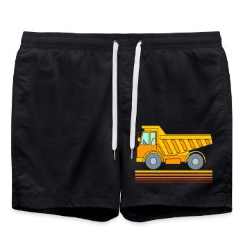 Construction Trailer Construction Site Vehicle Children's Birthday Party - Swim Trunks - black - Front - AI Model Male 185 light (185cm)