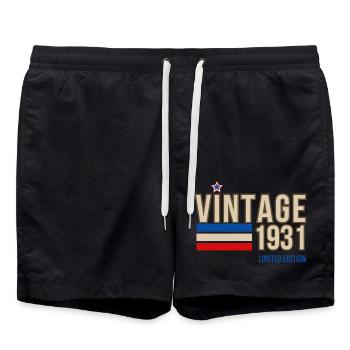 Vintage 1931 limited edition - Swim Trunks - black - Front - AI Model Male 185 light (185cm)