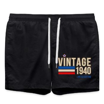 Vintage 1940 limited edition - Swim Trunks - black - Front - AI Model Male 185 light (185cm)