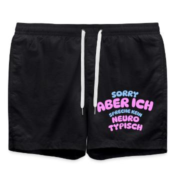 SORRY BUT I DON'T SPEAK NEURO TYPICAL - Swim Trunks - black - Front - AI Model Male 185 light (185cm)
