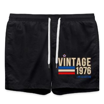 Vintage 1976 limited edition - Swim Trunks - black - Front - AI Model Male 185 light (185cm)