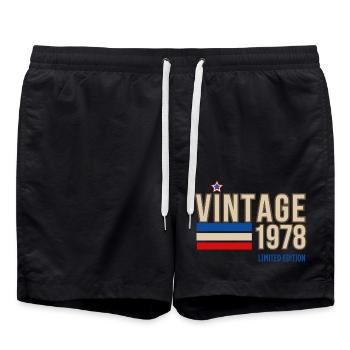 Vintage 1978 limited edition - Swim Trunks - black - Front - AI Model Male 185 light (185cm)
