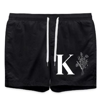 Lette k fleurs minimalistes - Short de bain - noir - Devant - AI Model Male 185 light (185cm)