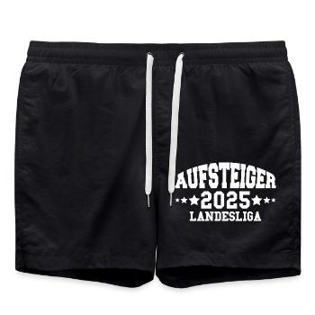 Aufsteiger 2024 Landesliga Aufstieg Fußball - Badeshorts - Schwarz - Vorne - AI Model Male 185 light (185cm)