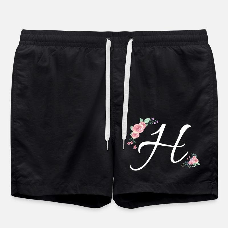 Buchstabe h Blumen - Badeshorts - Schwarz